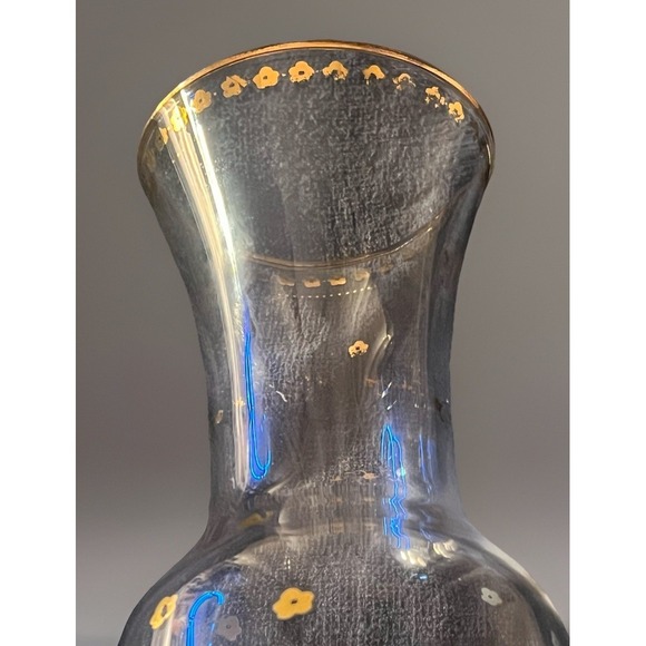 Anthropology Gilded Journey Floral Glass café Vase Gold Rim Bonjour Pitcher Boho - Picture 4 of 9